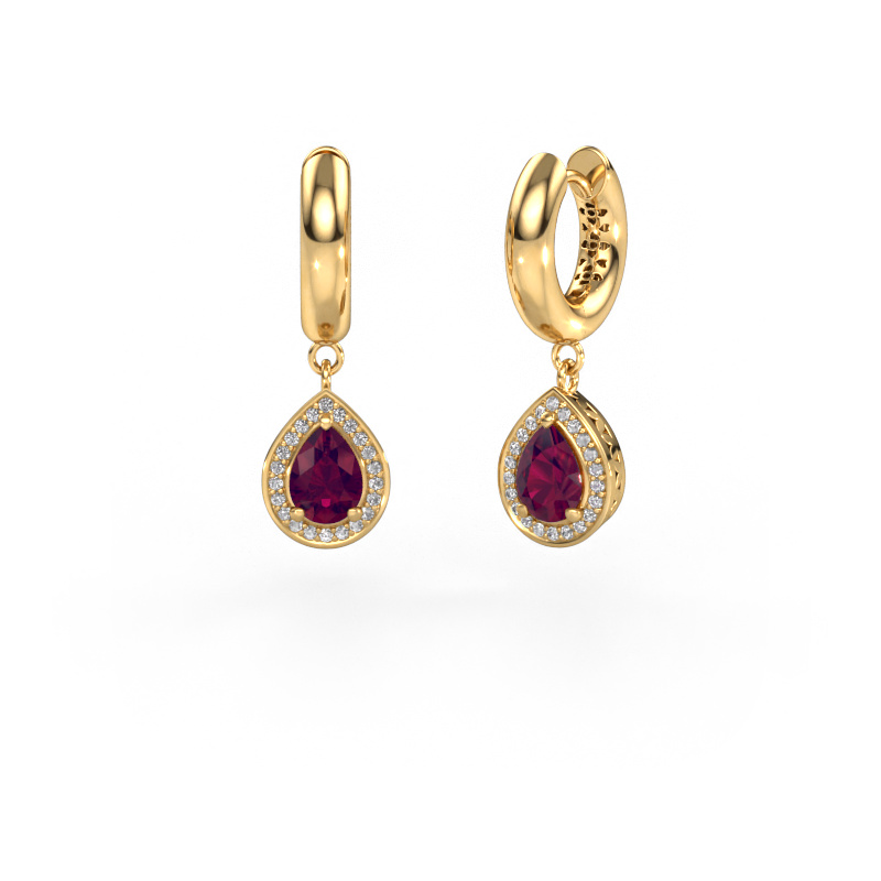 Image of Drop earrings Barbar 1 585 gold Rhodolite 7x5 mm