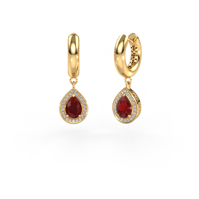 Image of Drop earrings Barbar 1 585 gold Ruby 7x5 mm