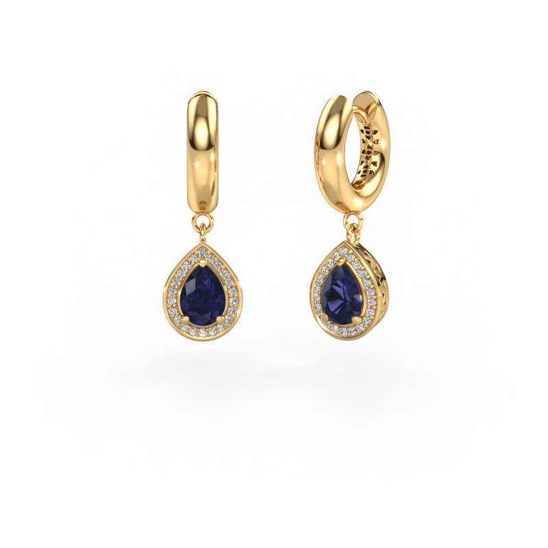 Image of Drop earrings Barbar 1 585 gold Sapphire 7x5 mm