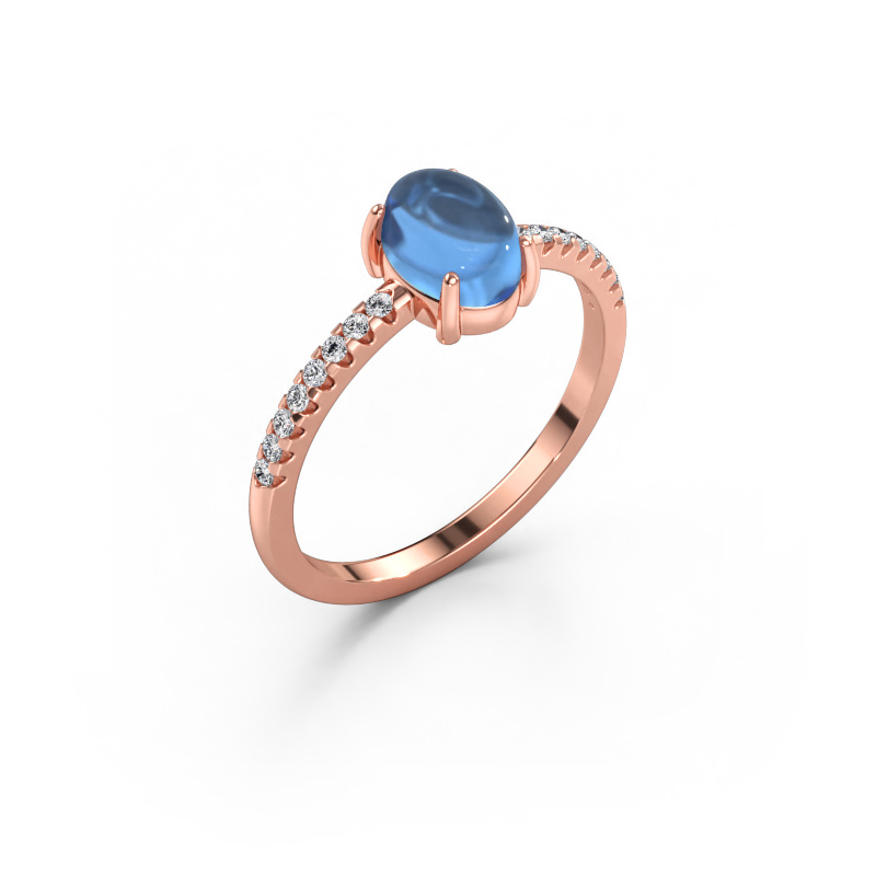 Bild av Ring Becky 585 roséguld Blå topas 7x5 mm