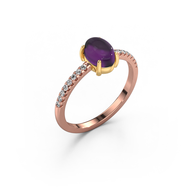 Image of Ring Becky 585 rose gold Amethyst 7x5 mm