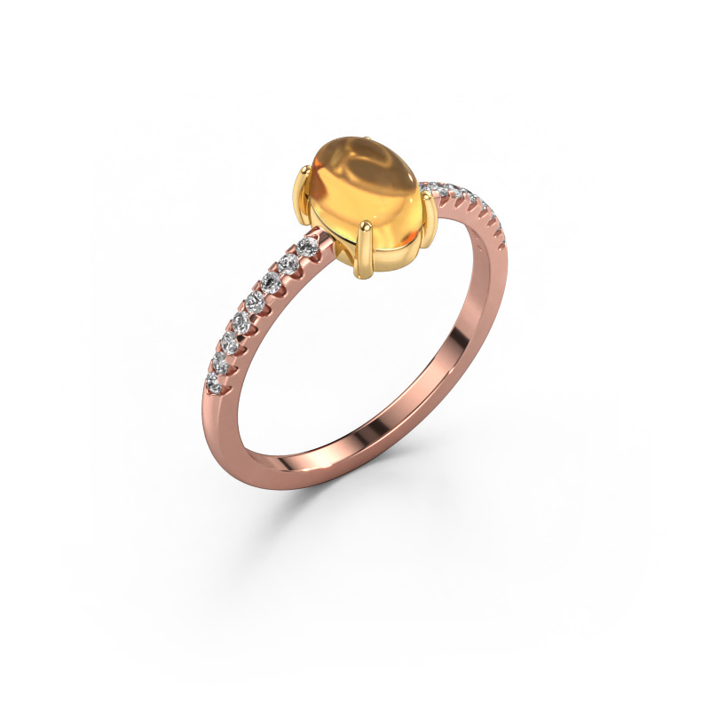 Bild von Ring Becky 585 Roségold Citrin 7x5 mm