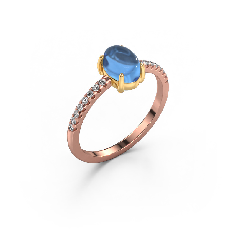 Bild von Ring Becky 585 Roségold Blau Topas 7x5 mm