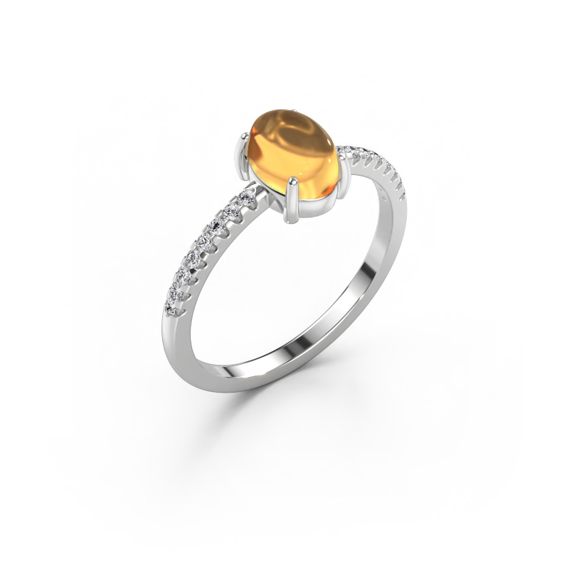 Bild av Ring Becky 585 vitt guld Citrin 7x5 mm