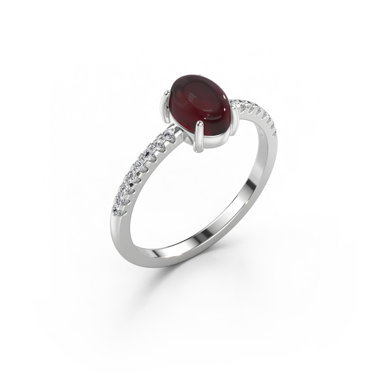 Bild von Ring Becky 585 Weißgold Granat 7x5 mm