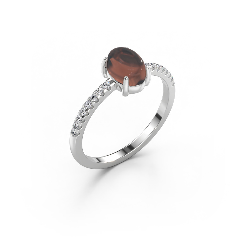 Immagine di Anello Becky 585 oro bianco Quarzo fumé 7x5 mm