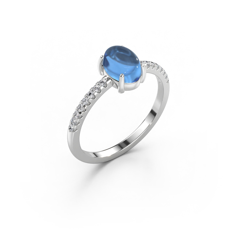 Bild av Ring Becky 585 vitt guld Blå topas 7x5 mm