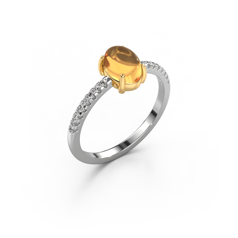 Bild von Ring Becky 585 Weißgold Citrin 7x5 mm