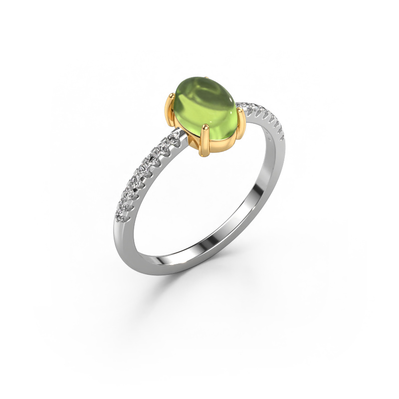 Image of Ring Becky 585 white gold Peridot 7x5 mm