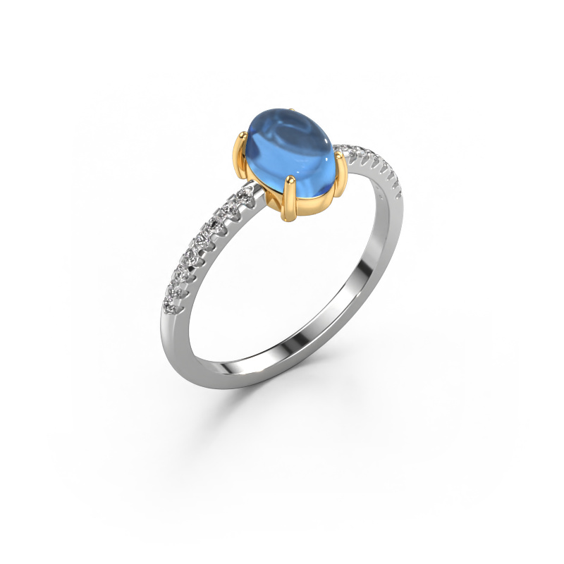 Bild von Ring Becky 585 Weißgold Blau Topas 7x5 mm