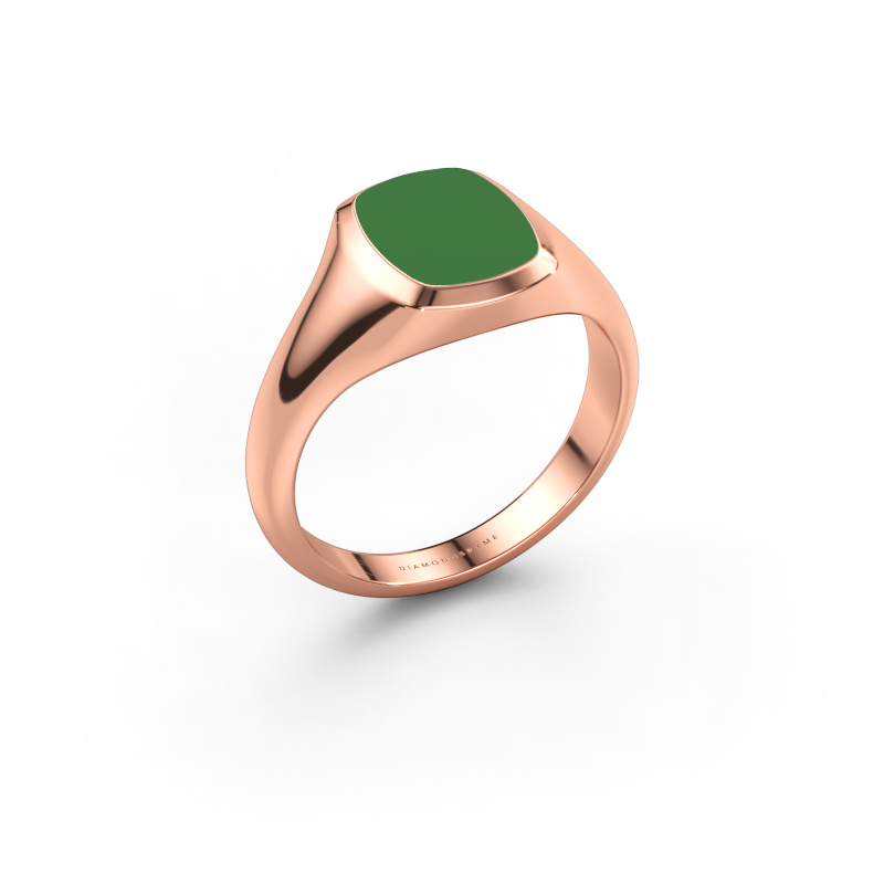 Afbeelding van Pink ring Benjamin 1 585 rosé goud Groene emaille 10x8 mm