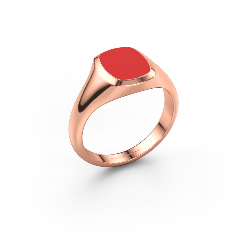 Afbeelding van Pink ring Benjamin 1 585 rosé goud Rode emaille 10x8 mm