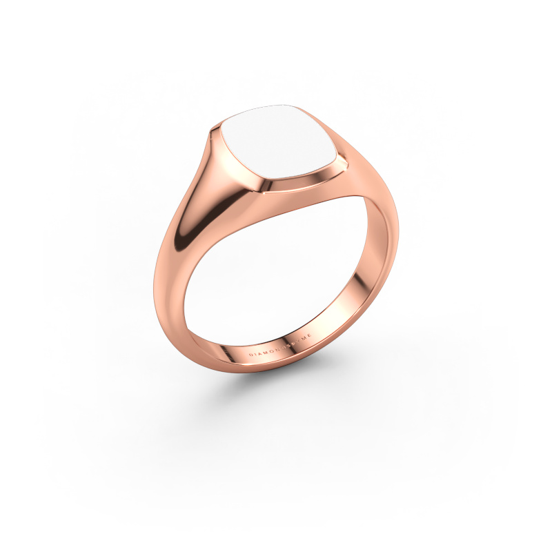 Afbeelding van Pink ring Benjamin 1 585 rosé goud Witte emaille 10x8 mm