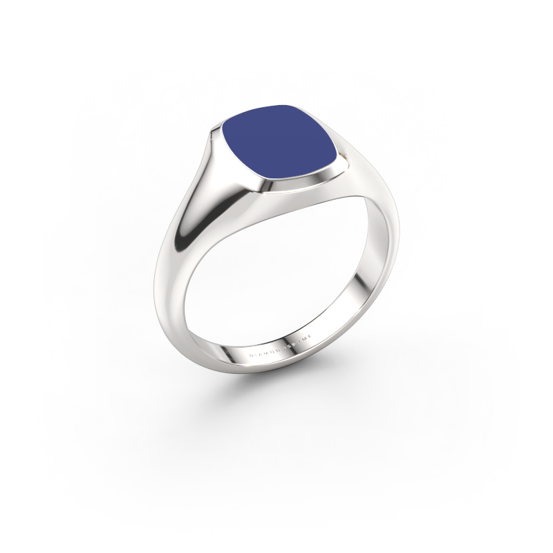 Afbeelding van Pink ring Benjamin 1 950 platina Blauwe emaille 10x8 mm
