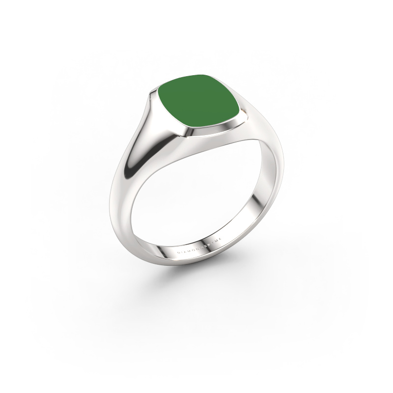 Afbeelding van Pink ring Benjamin 1 950 platina Groene emaille 10x8 mm