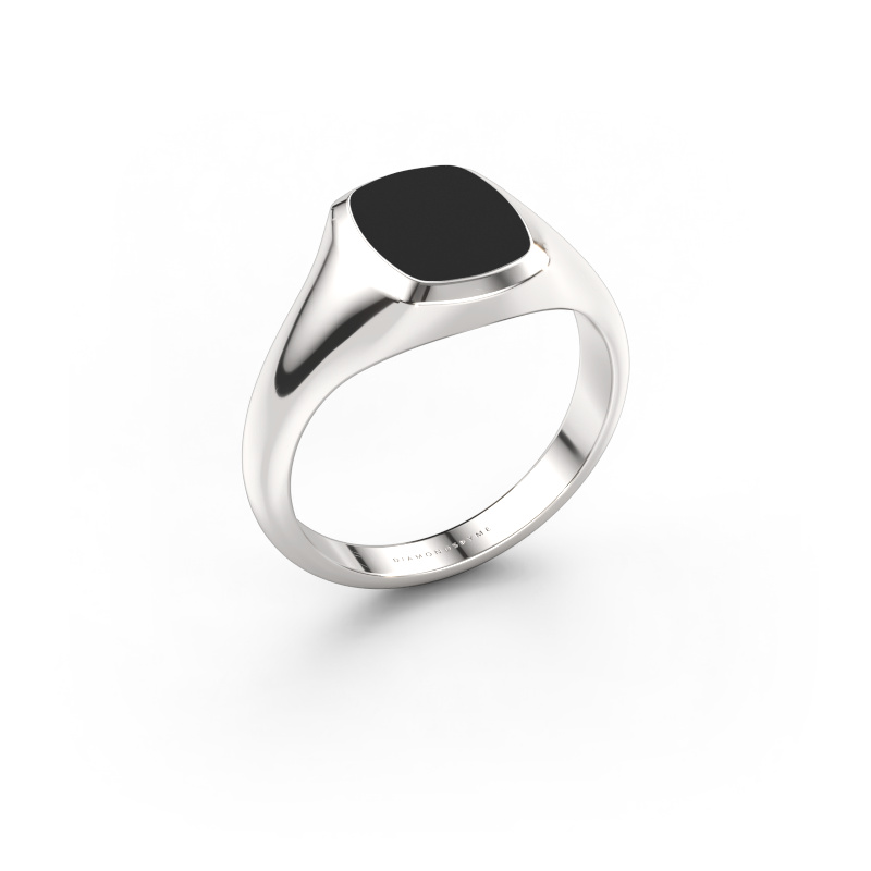 Afbeelding van Pink ring Benjamin 1 950 platina Zwarte emaille 10x8 mm