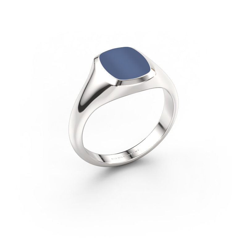 Image de Bague pinky Benjamin 1 585 or blanc Nicolo bleue 10x8 mm