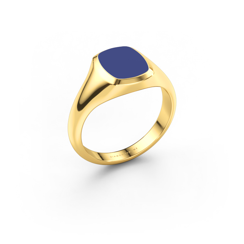 Afbeelding van Pink ring Benjamin 1 585 goud Blauwe emaille 10x8 mm