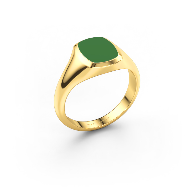 Afbeelding van Pink ring Benjamin 1 585 goud Groene emaille 10x8 mm