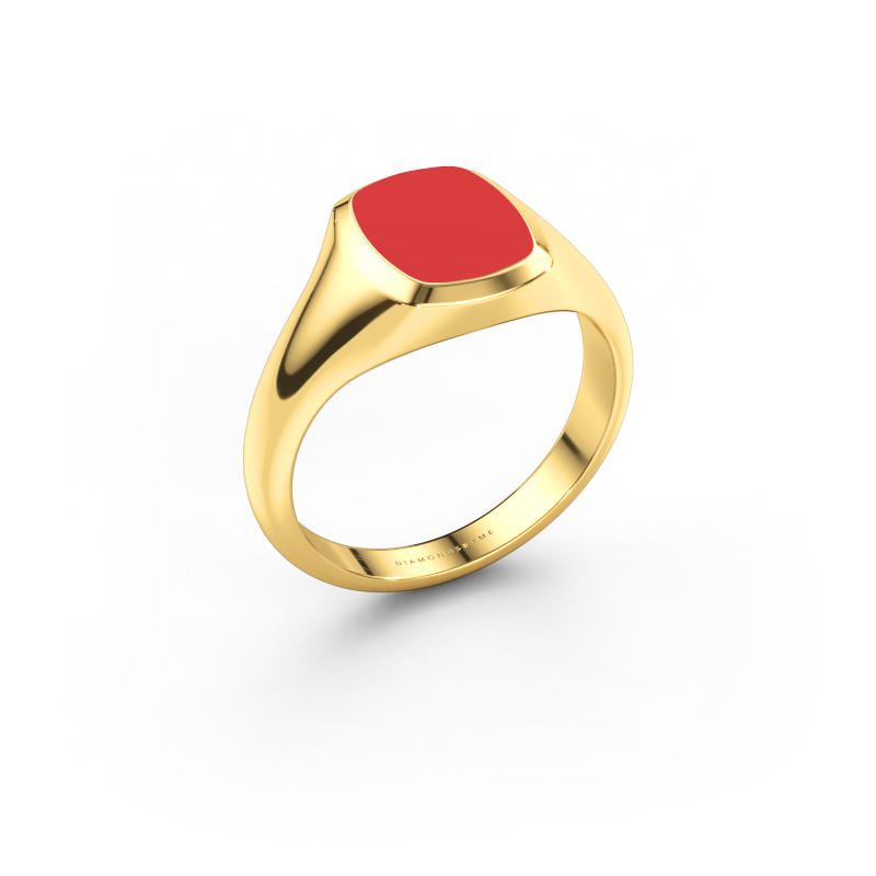 Afbeelding van Pink ring Benjamin 1 585 goud Rode emaille 10x8 mm