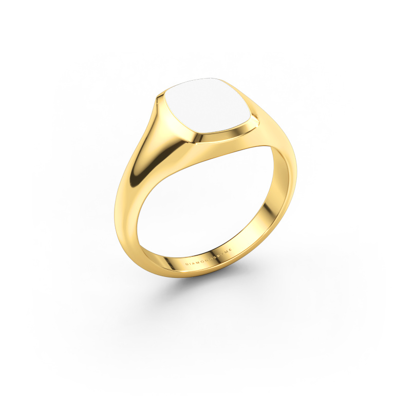 Afbeelding van Pink ring Benjamin 1 585 goud Witte emaille 10x8 mm