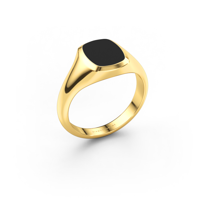 Afbeelding van Pink ring Benjamin 1 585 goud Zwarte emaille 10x8 mm