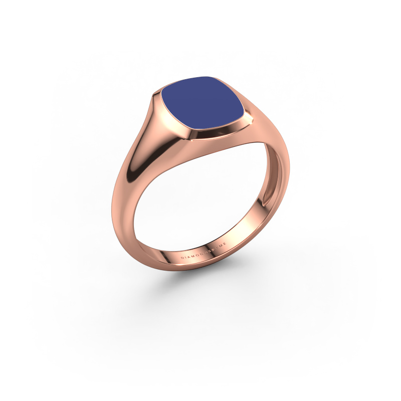 Afbeelding van Pink ring Benjamin 1 Light 585 rosé goud Blauwe emaille 10x8 mm