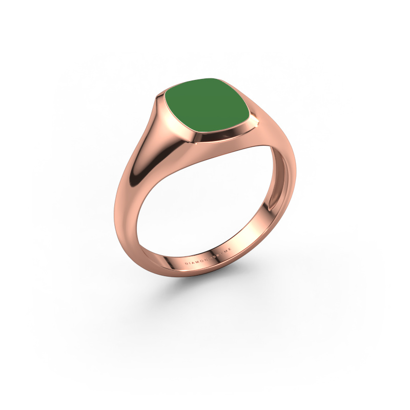 Bild von Pinky Ring Benjamin 1 Light 585 Roségold Grüne Emaille 10x8 mm