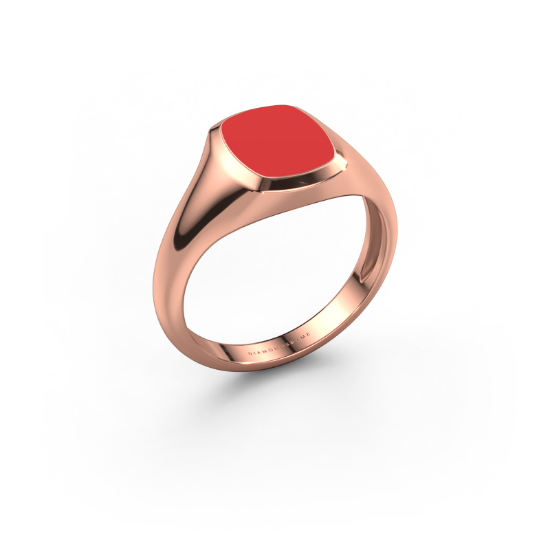 Bild von Pinky Ring Benjamin 1 Light 585 Roségold Rot Emaille 10x8 mm