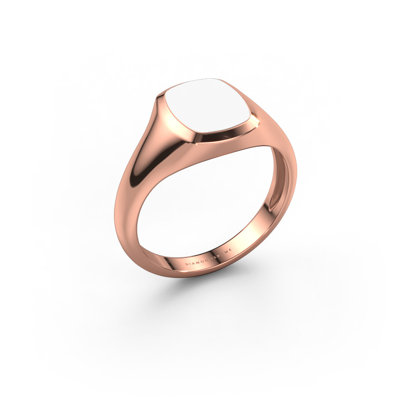 Afbeelding van Pink ring Benjamin 1 Light 585 rosé goud Witte emaille 10x8 mm