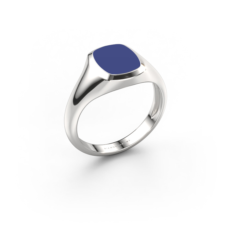 Afbeelding van Pink ring Benjamin 1 Light 950 platina Blauwe emaille 10x8 mm