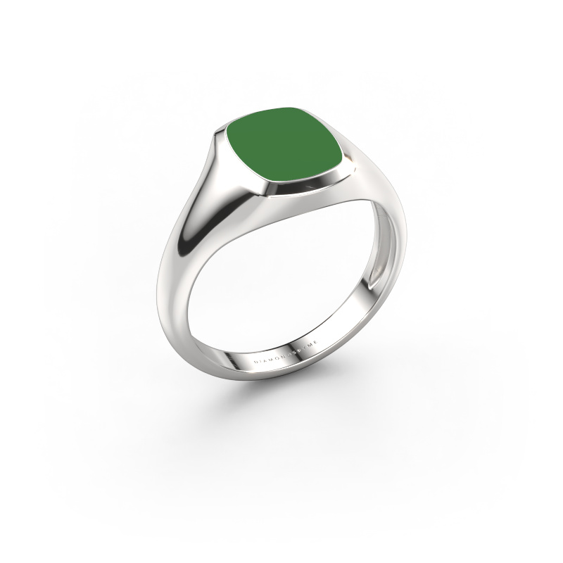 Bild von Pinky Ring Benjamin 1 Light 950 Platin Grüne Emaille 10x8 mm