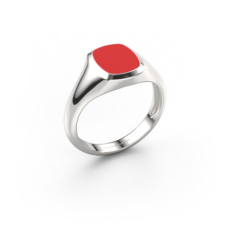 Afbeelding van Pink ring Benjamin 1 Light 585 witgoud Rode emaille 10x8 mm