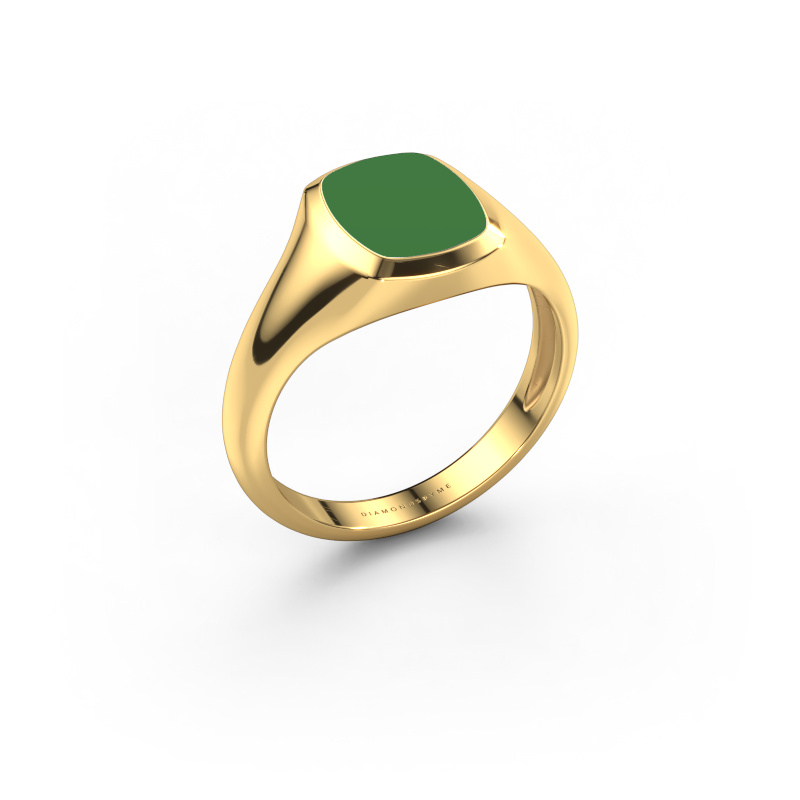 Afbeelding van Pink ring Benjamin 1 Light 585 goud Groene emaille 10x8 mm
