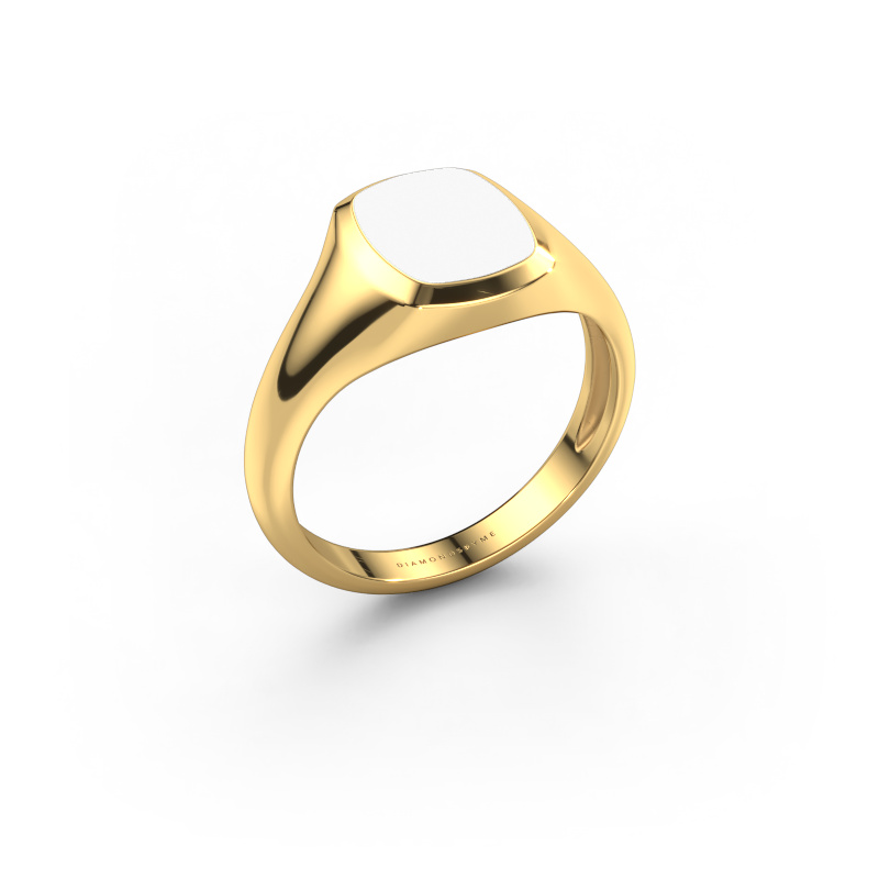 Afbeelding van Pink ring Benjamin 1 Light 585 goud Witte emaille 10x8 mm