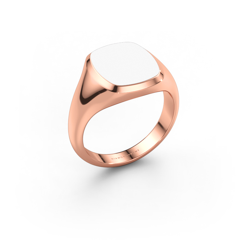 Immagine di Anello chevalier Benjamin 2 585 oro rosa Smalto bianco 13x11 mm