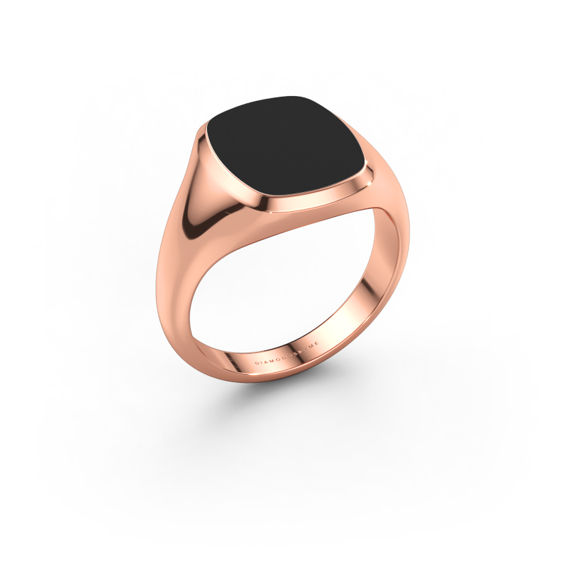 Afbeelding van Zegelring Benjamin 2 585 rosé goud Zwarte emaille 13x11 mm