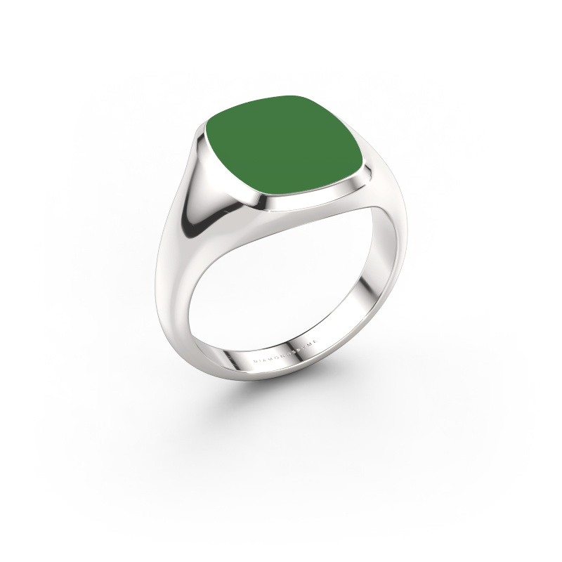 Afbeelding van Zegelring Benjamin 2 950 platina Groene emaille 13x11 mm