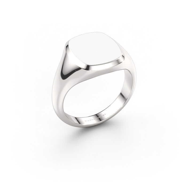 Afbeelding van Zegelring Benjamin 2 585 witgoud Witte emaille 13x11 mm