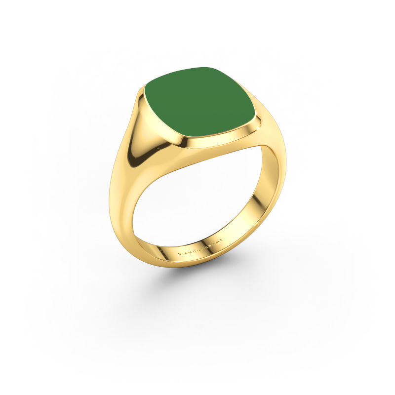 Afbeelding van Zegelring Benjamin 2 585 goud Groene emaille 13x11 mm