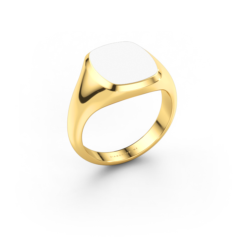 Afbeelding van Zegelring Benjamin 2 585 goud Witte emaille 13x11 mm