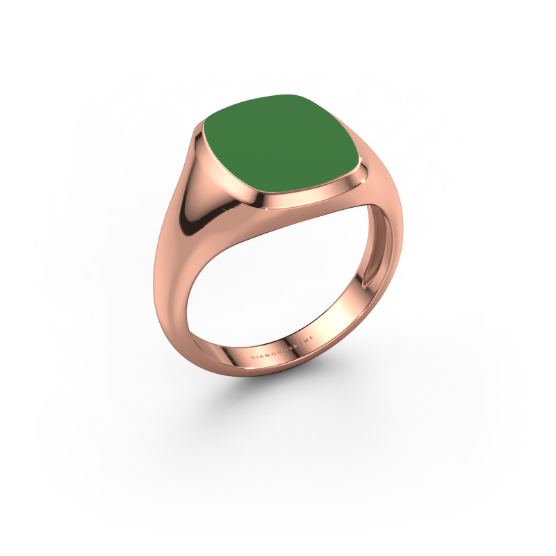 Image of Signet ring Benjamin 2 Light 585 rose gold Green enamel 13x11 mm