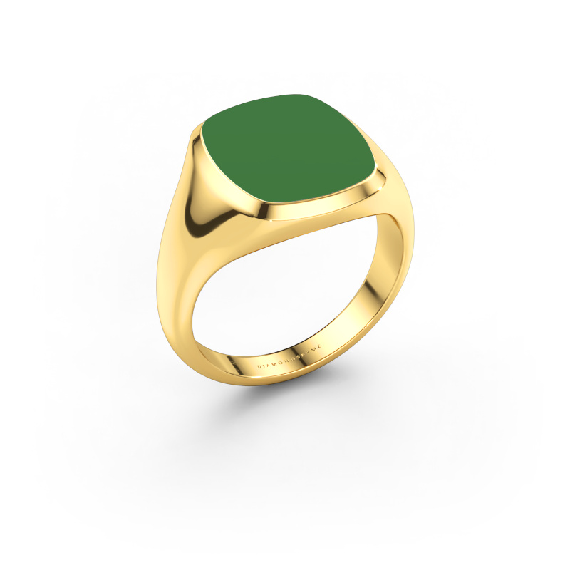 Afbeelding van Zegelring Benjamin 3 585 goud Groene emaille 14x12 mm