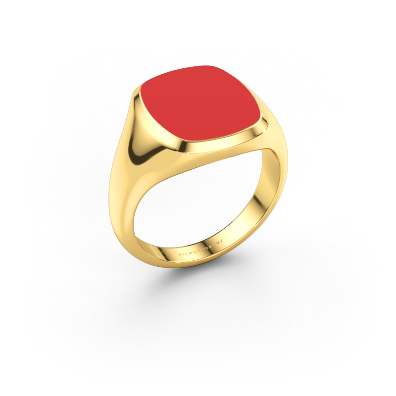 Afbeelding van Zegelring Benjamin 3 585 goud Rode emaille 14x12 mm