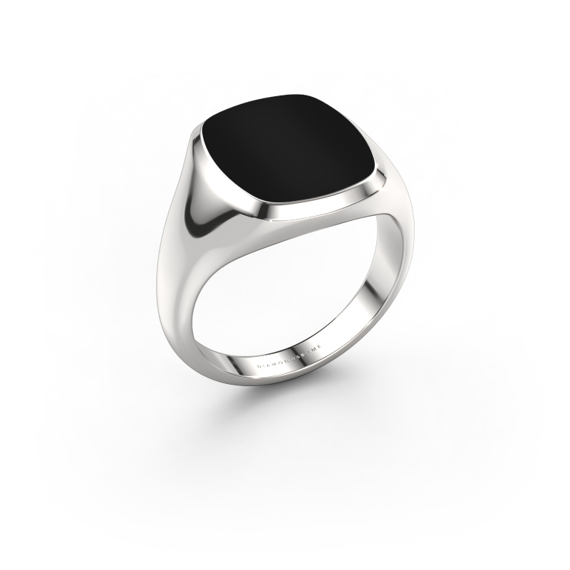 Image de Chevalière Benjamin 3 585 or blanc Onyx 14x12 mm