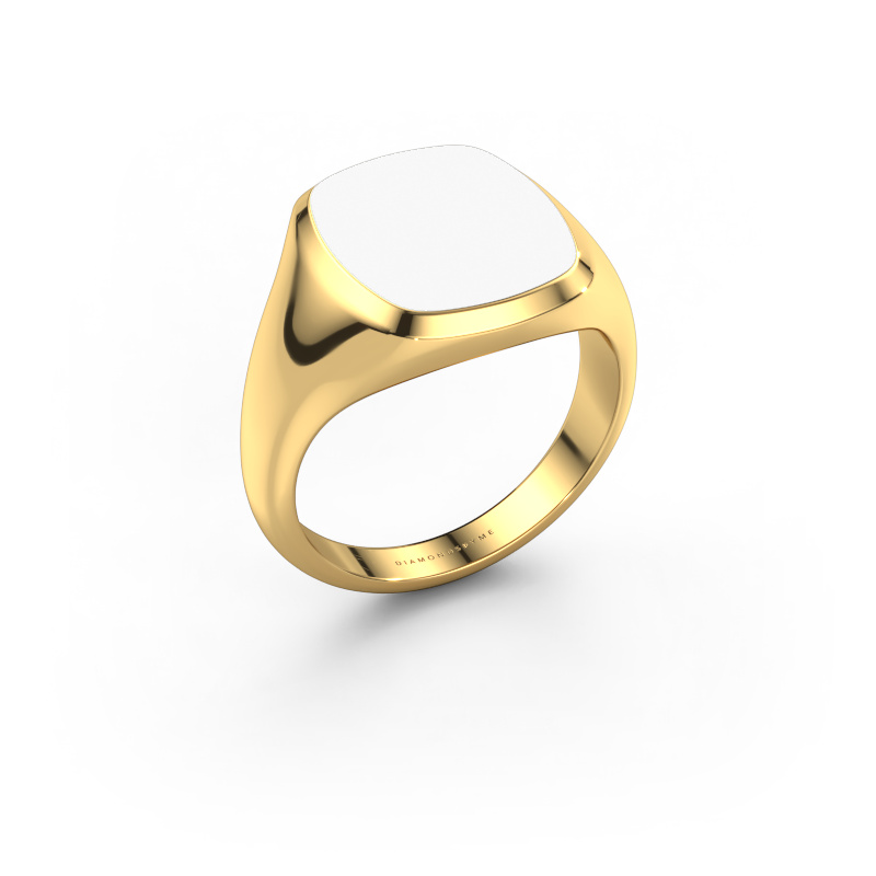Afbeelding van Zegelring Benjamin 3 585 goud Witte emaille 14x12 mm