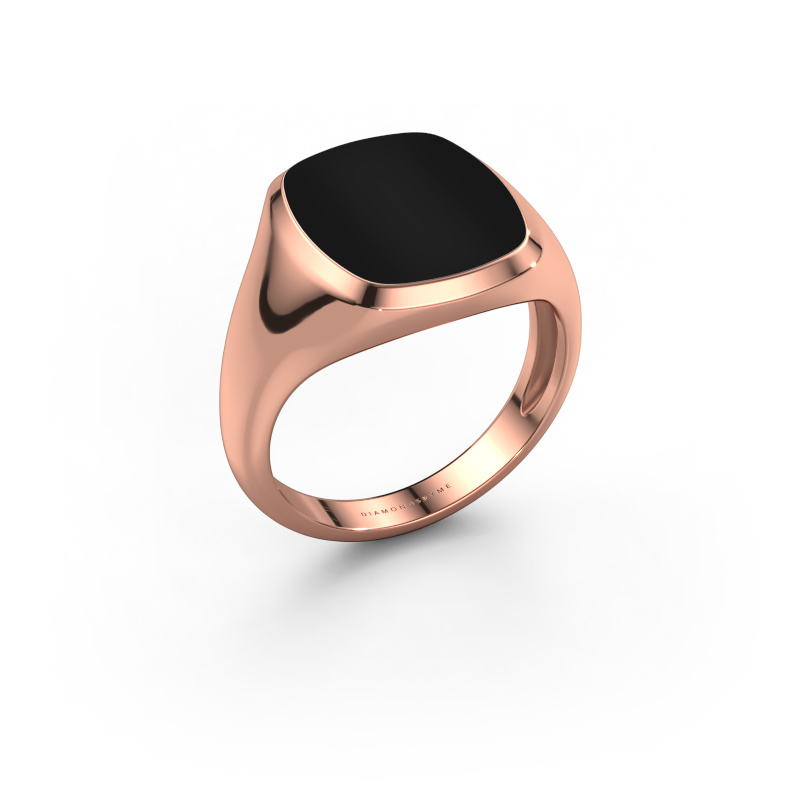 Image of Signet ring Benjamin 3 Light 585 rose gold Onyx 14x12 mm