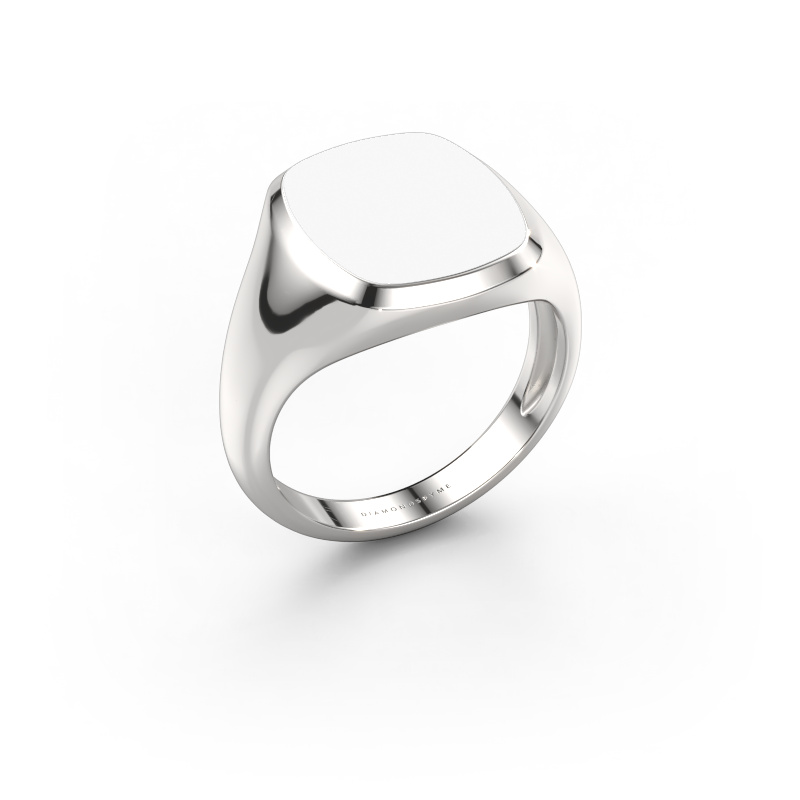 Afbeelding van Zegelring Benjamin 3 Light 585 witgoud Witte emaille 14x12 mm