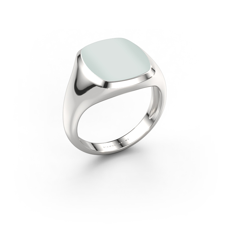 Afbeelding van Zegelring Benjamin 3 Light 950 platina Groene lagensteen 14x12 mm