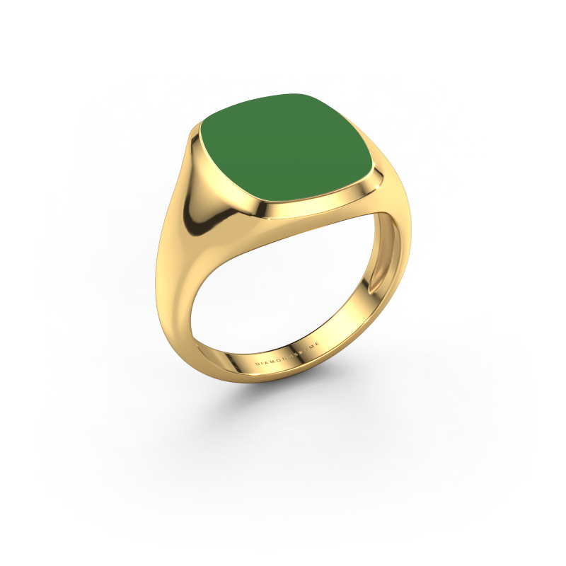 Image of Signet ring Benjamin 3 Light 585 gold Green enamel 14x12 mm